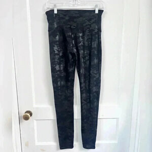 Spanx Women's Faux Leather Camo Leggings in Matte Black Camo Size L